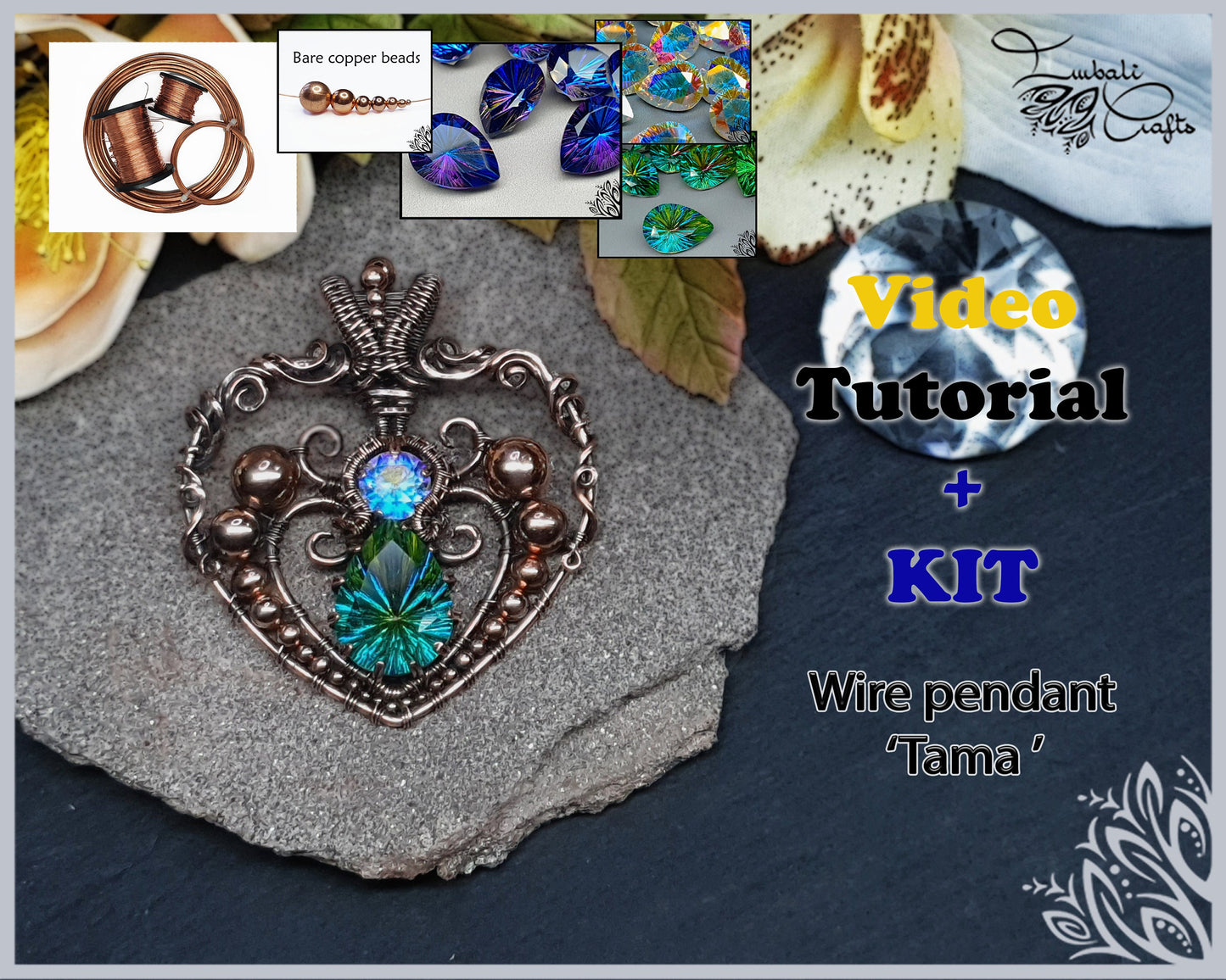 BOOK kit - Tama pendant wire wrapping and weaving tutorial guide