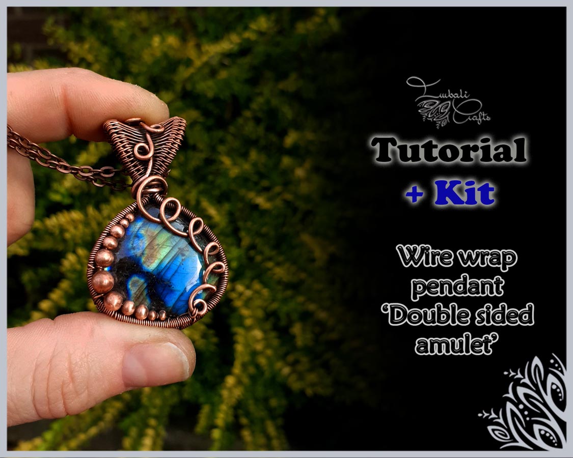 Double sided simple labradorite wire pendant