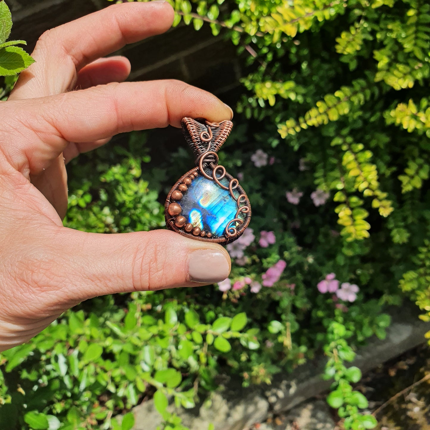 Kit + video tutorial - Double sided labradorite wire pendant