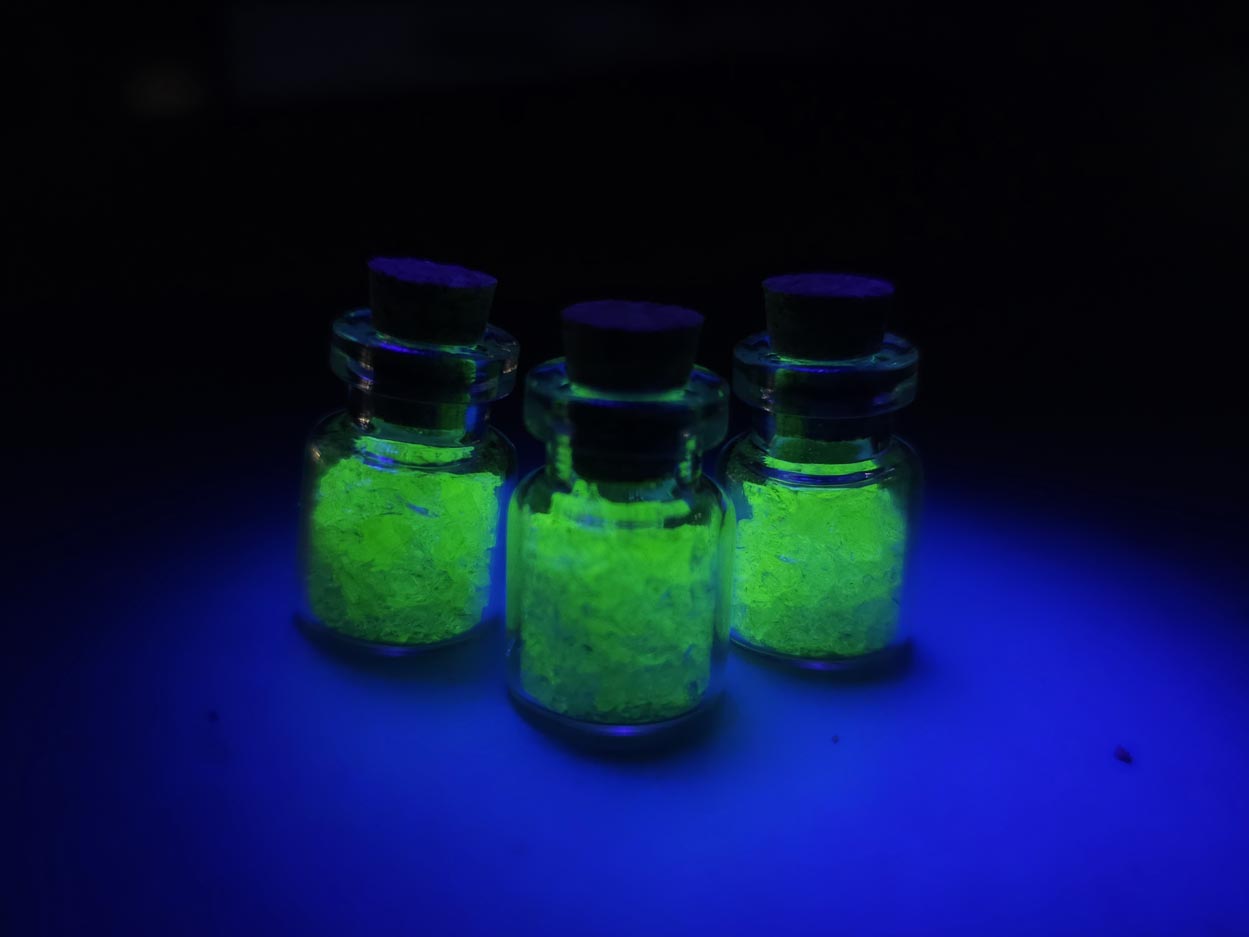 Uranium glass vial - corked potion bottle - cylindrical