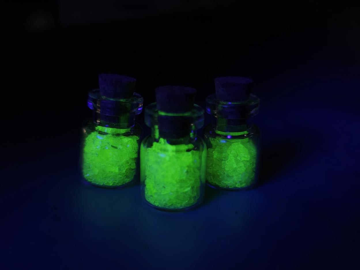 Uranium glass vial - corked potion bottle - cylindrical
