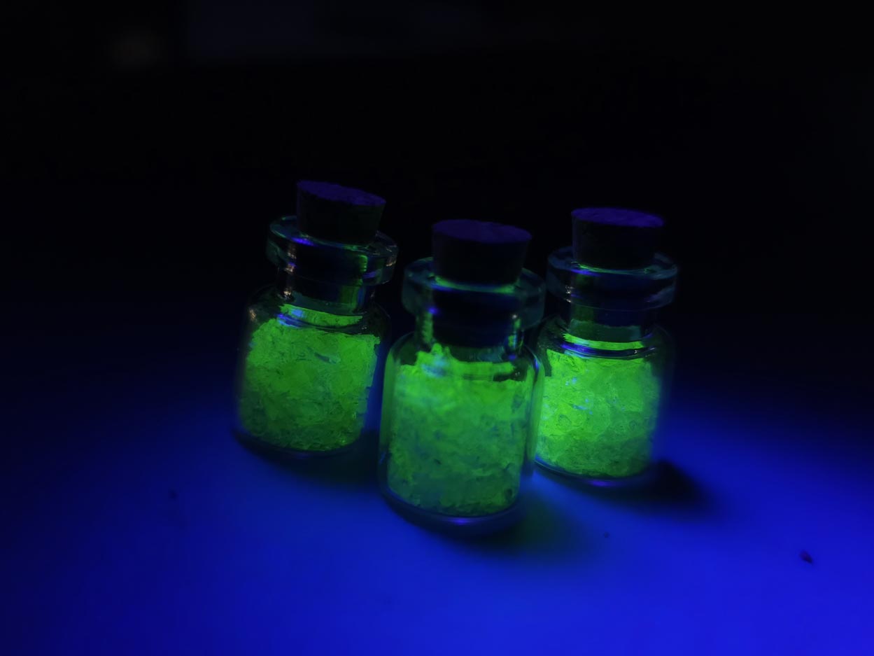 Uranium glass vial - corked potion bottle - cylindrical