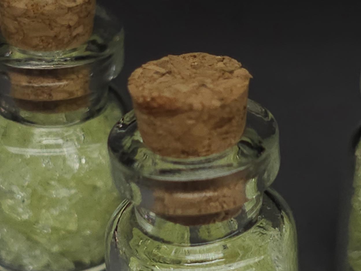 Uranium glass vial - corked potion bottle - cylindrical