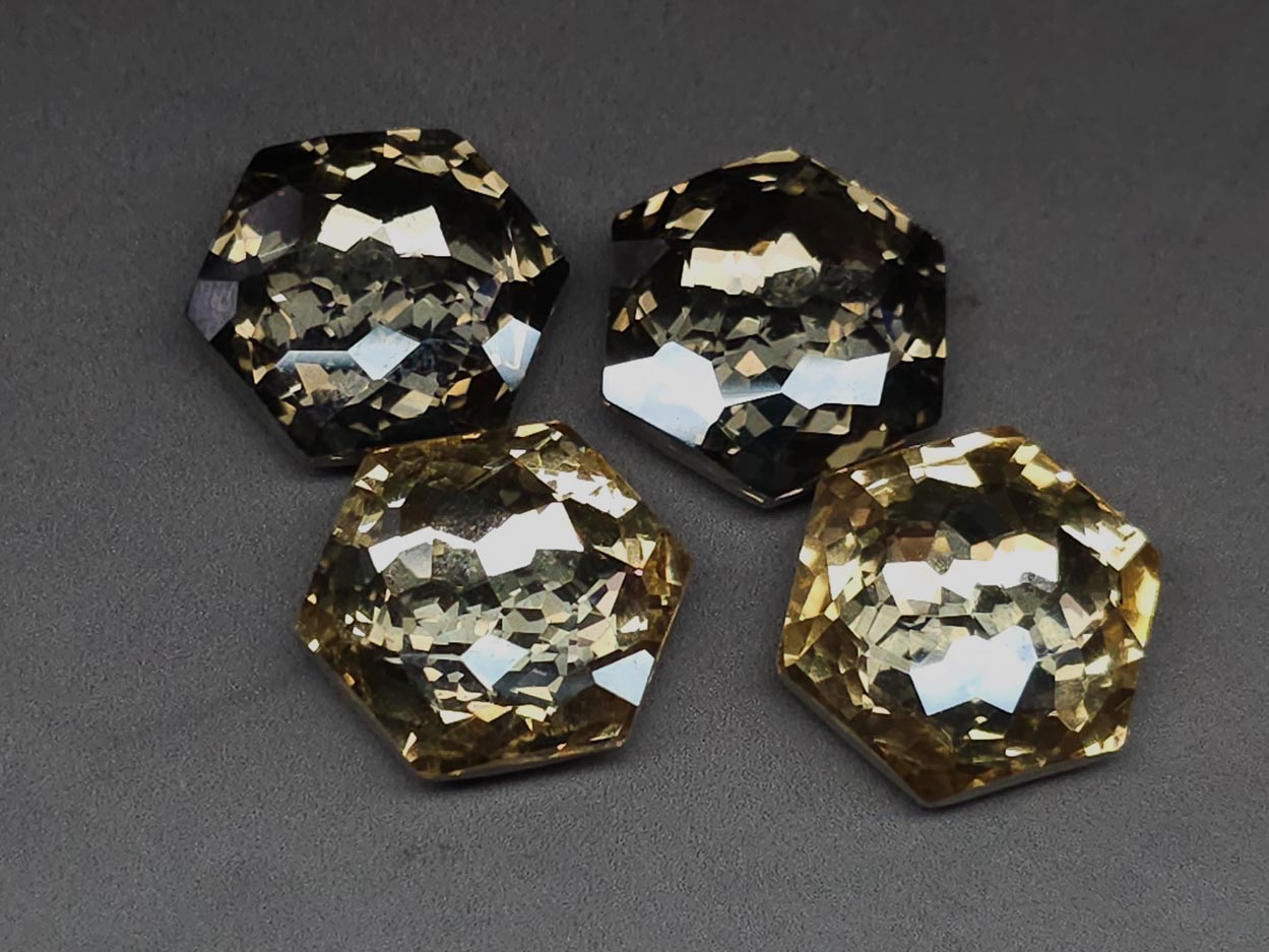 Glass crystal - champagne - hexagon - 18 mm
