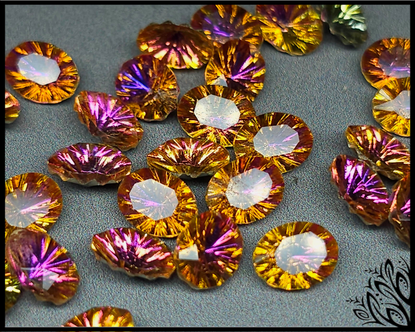 Glass crystal - Oval - 8 mm - orange starburst