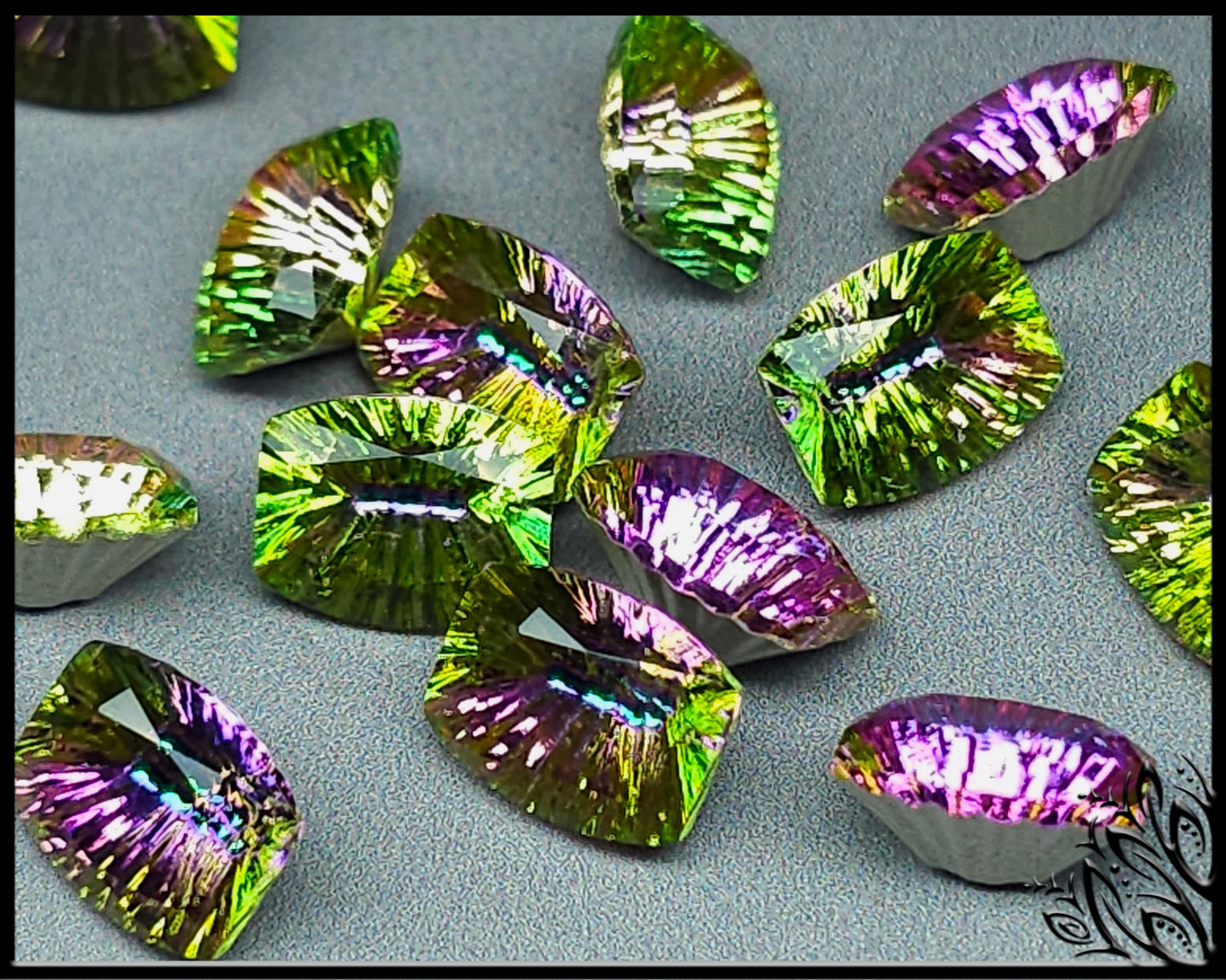 Glass crystal - rectangle - 10 mm - Starburst - Rose garden