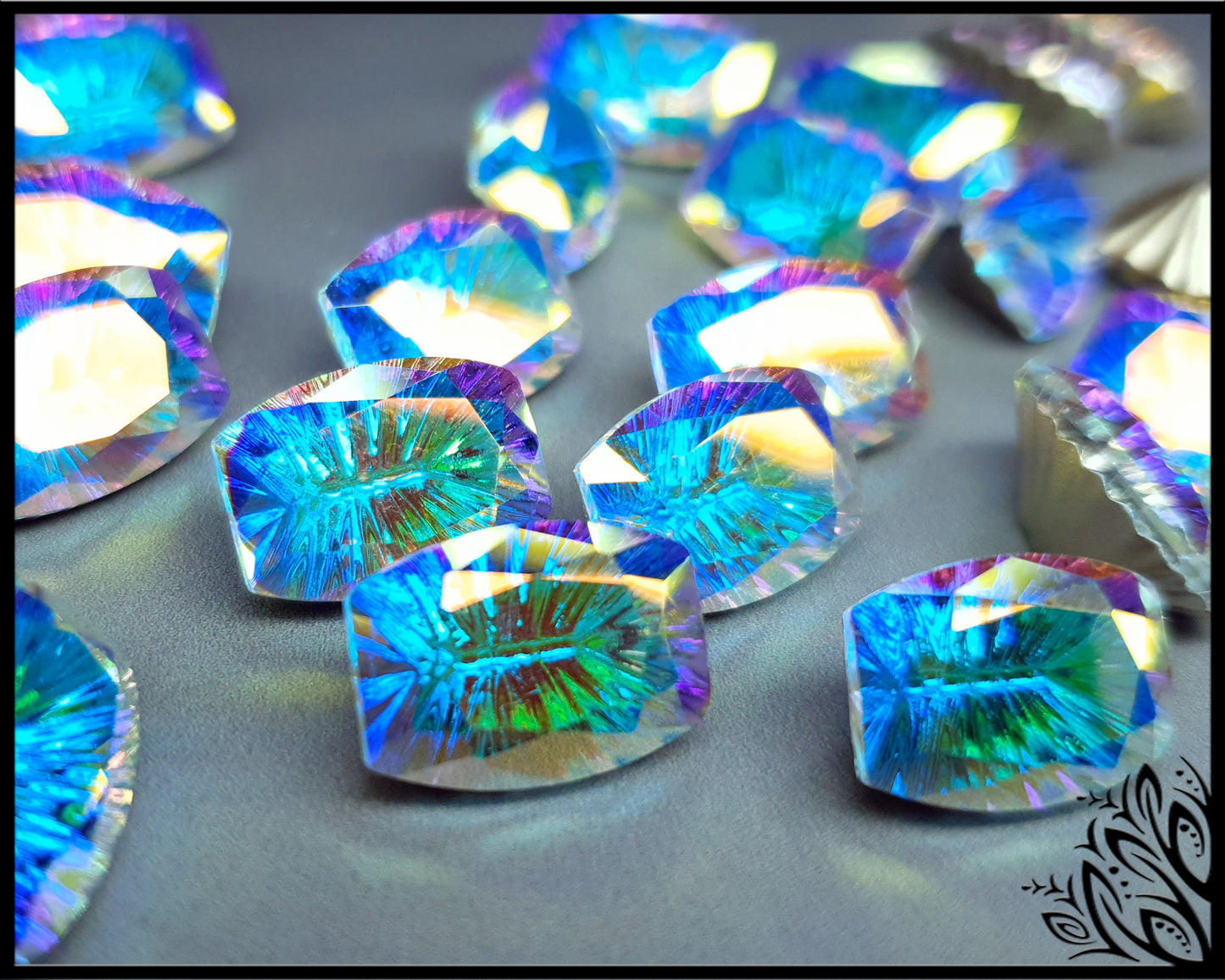 Glass crystal - rectangle - 14 mm - Starburst - Mystic white