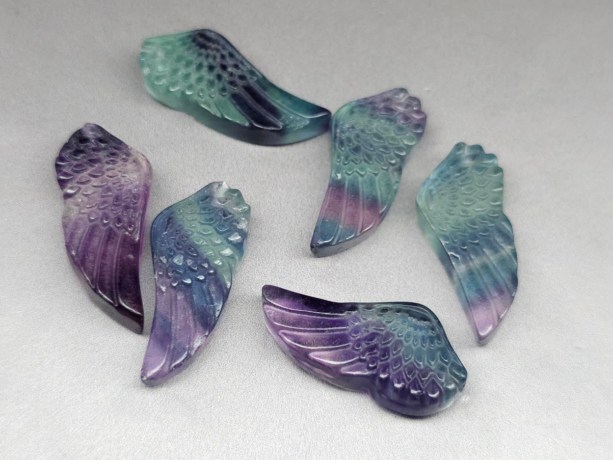 Fluorite - wing carving - 30 mm