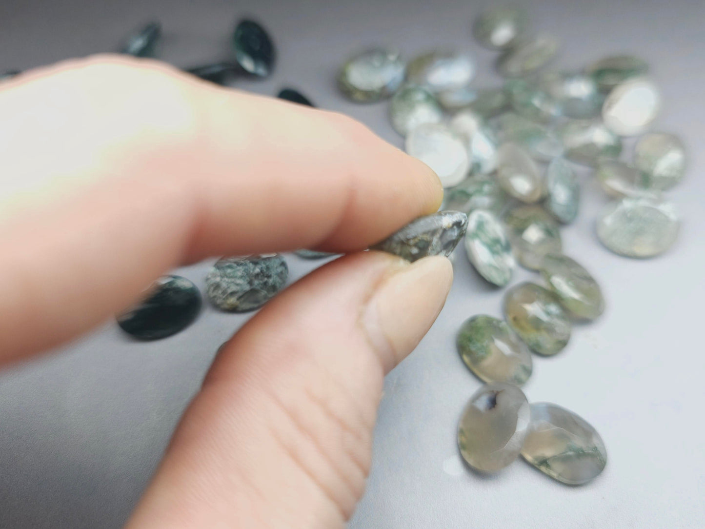 Moss agate - round facet cut - various sizes