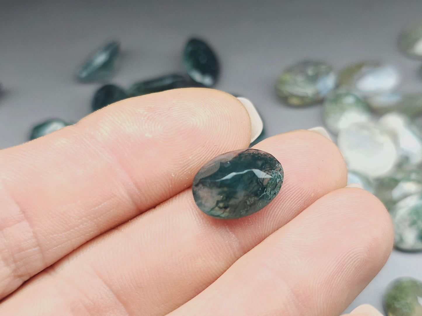 Moss agate - round facet cut - various sizes