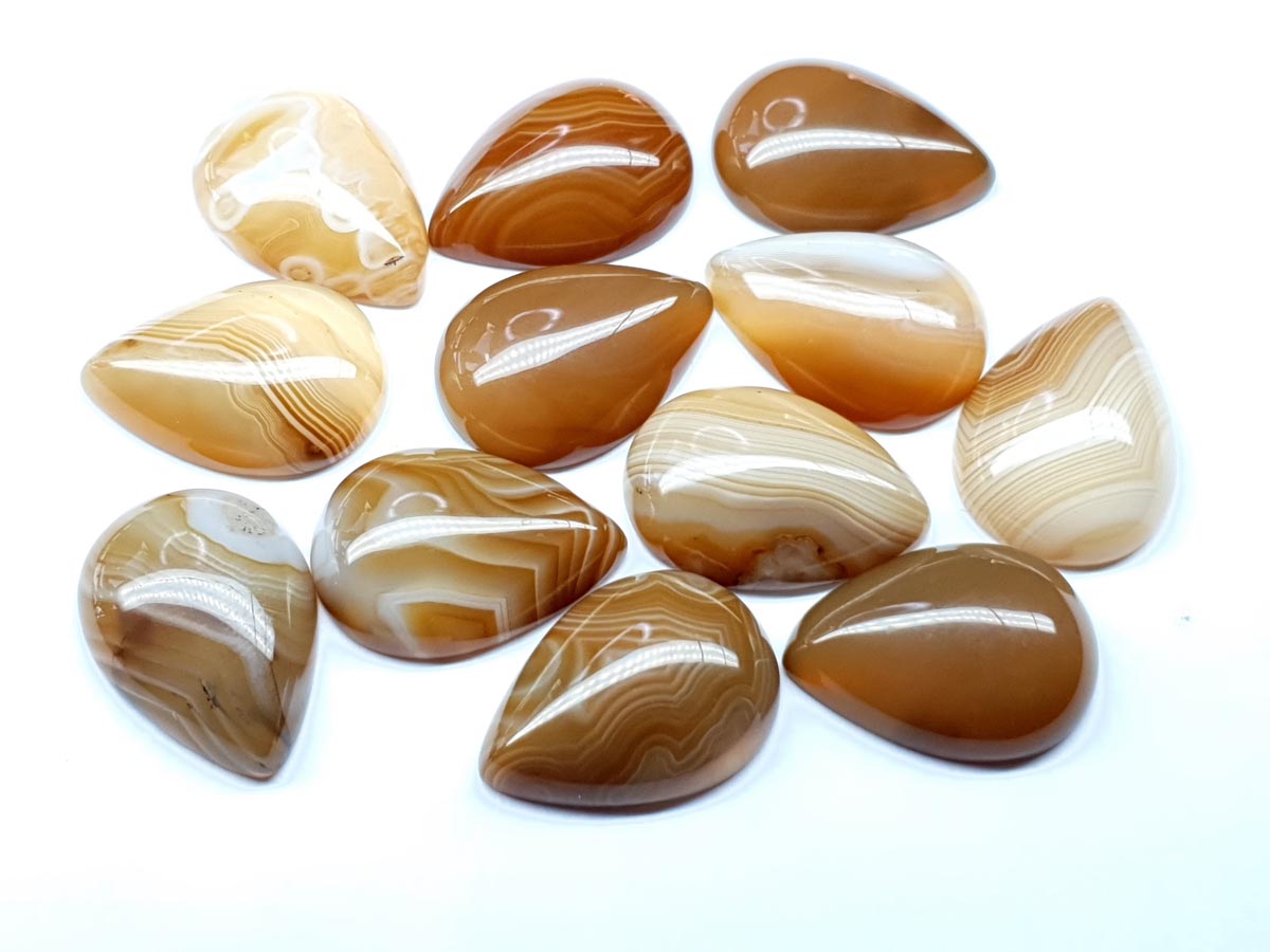 Agate light brown striped cabochon - pear - 25 mm