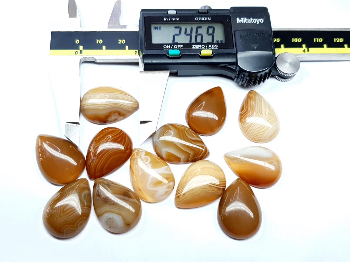 Agate light brown striped cabochon - pear - 25 mm