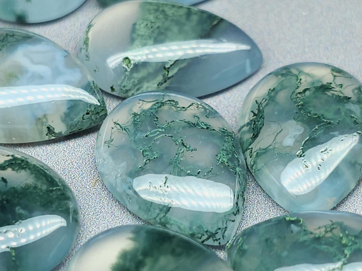 Moss agate cabochon - 18 mm - pear