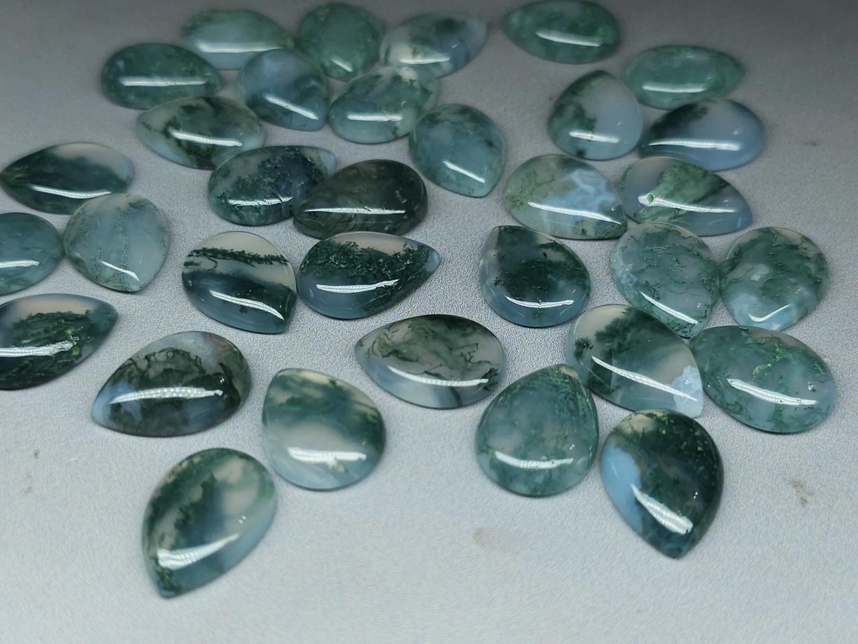 Moss agate cabochon - 18 mm - pear