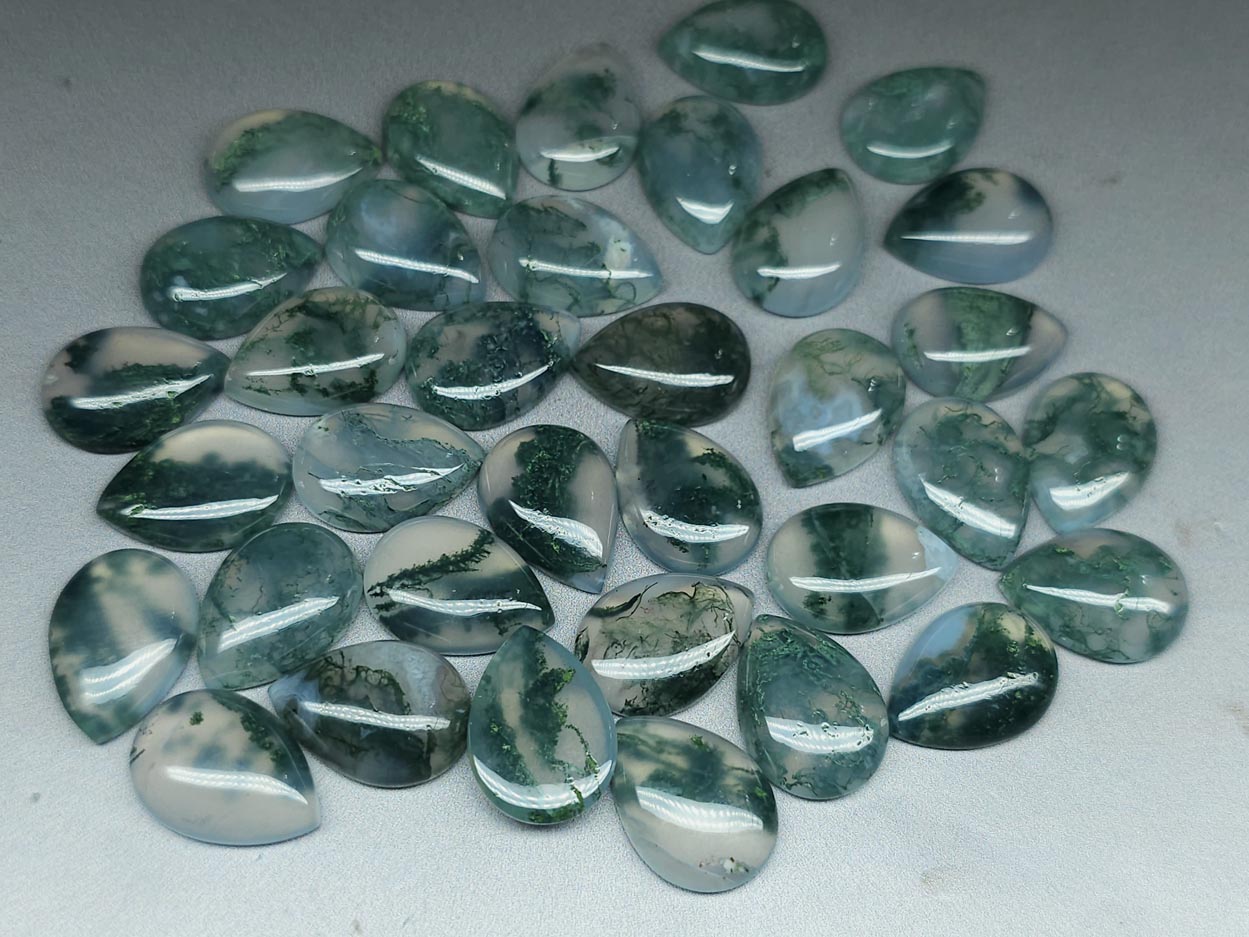 Moss agate cabochon - 18 mm - pear