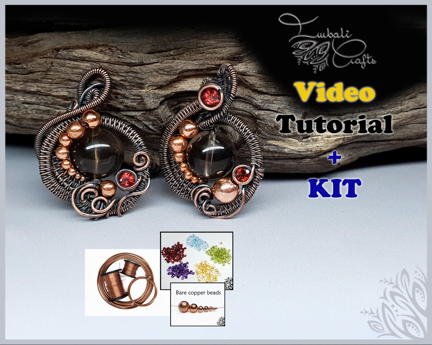 Kit + VIDEO tutorial wire woven Runa pendant