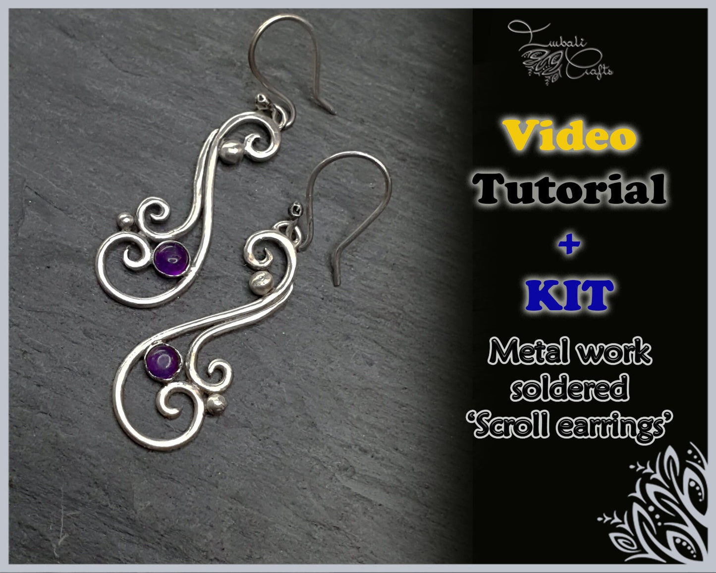 Kit + video tutorial - Scroll earrings metalsmithing