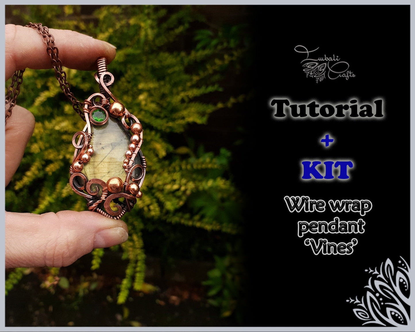 TUTORIAL + KIT - Copper wire & gemstone kit for wire wrap pendant 'Vines'
