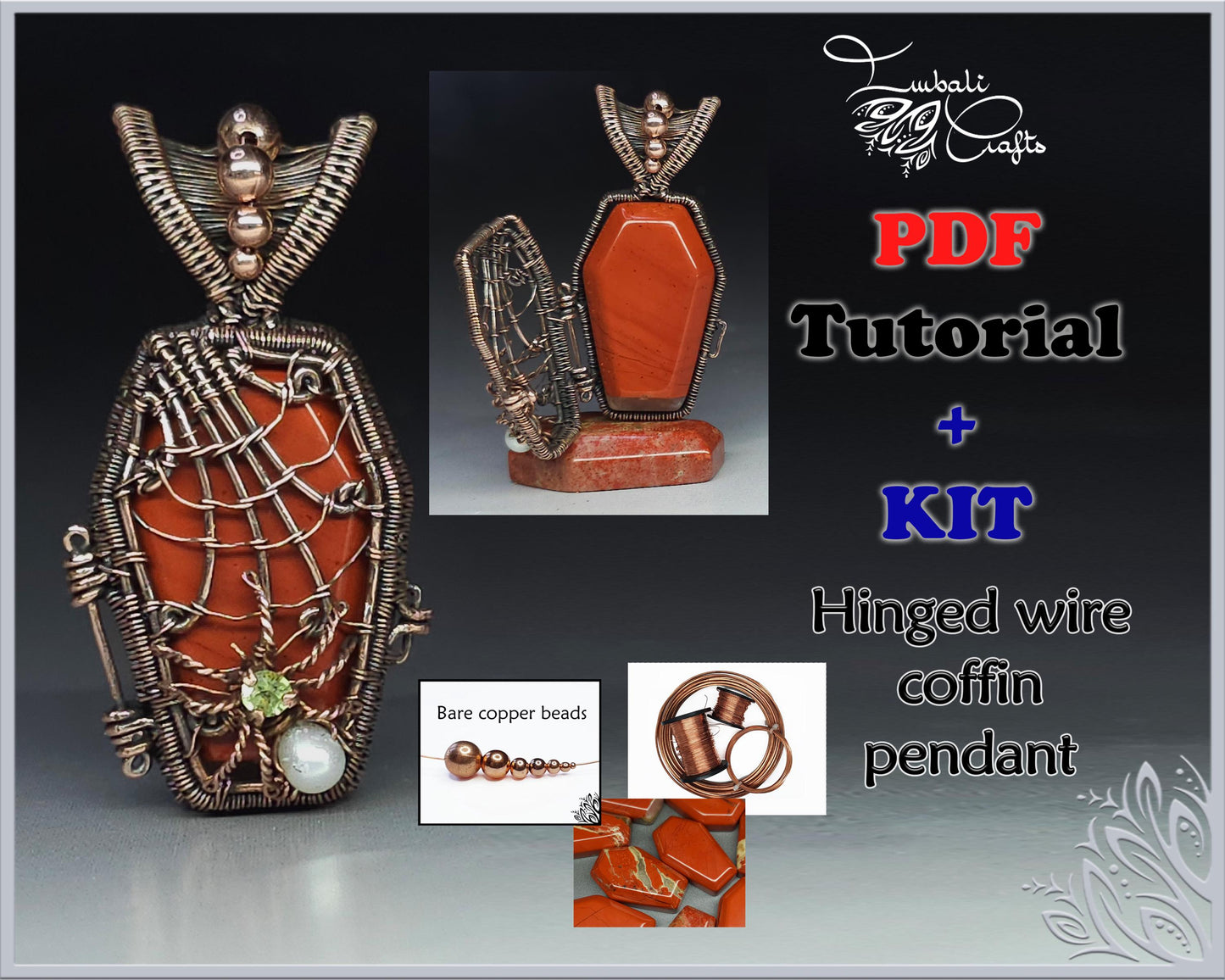 PDF + pdf Tutorial - Hinged coffin pendant wire weaving and wrapping guide