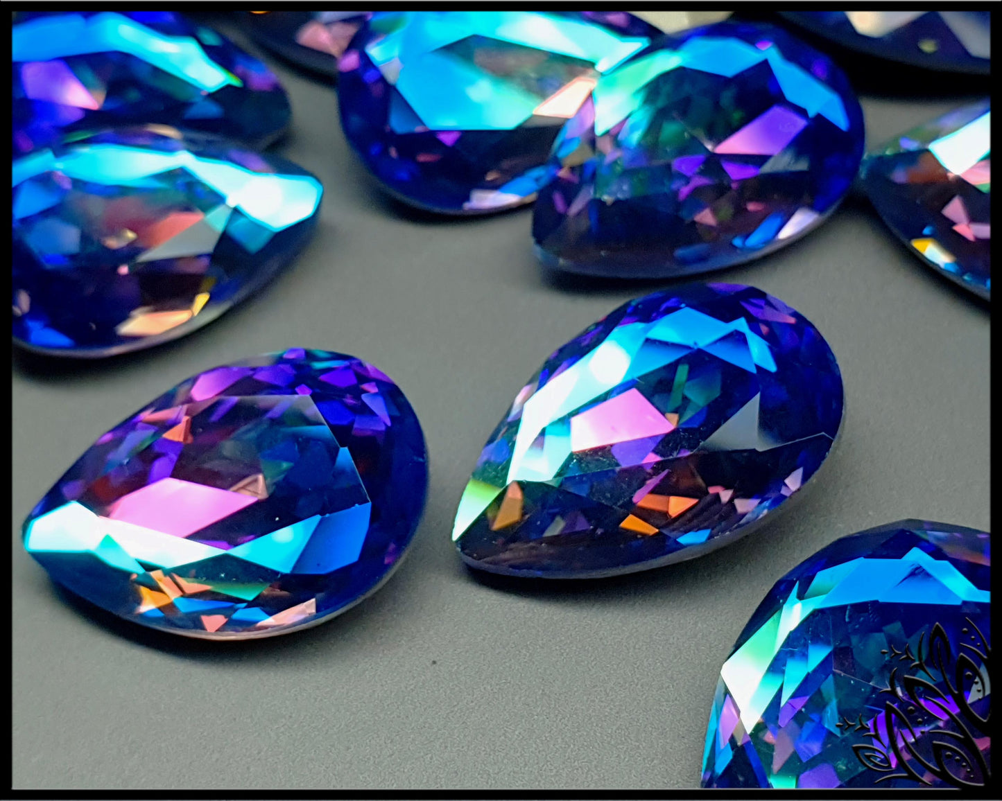 Glass crystal - Pear - 18 mm - Blue ombre
