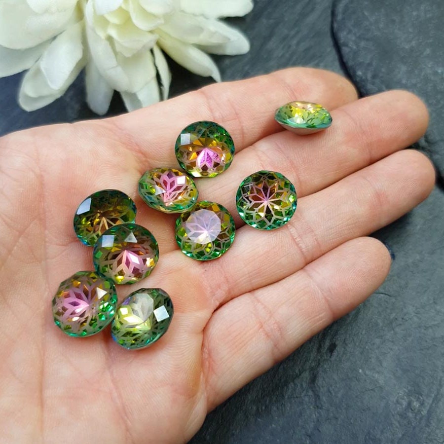 Rose garden faceted mandala glass crystals front