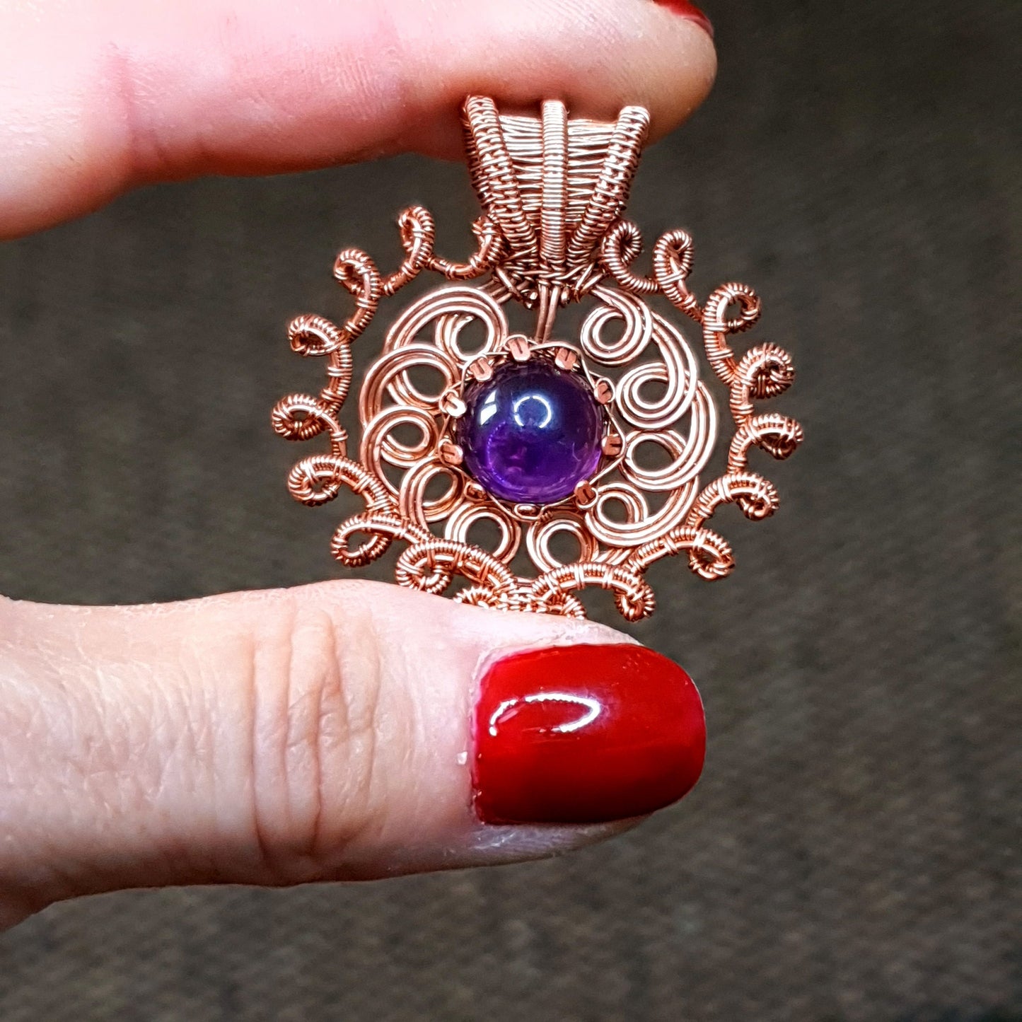 TUTORIAL - wire work pendant - wire weaving pattern - necklace tutorial - 'Purple crest' necklace