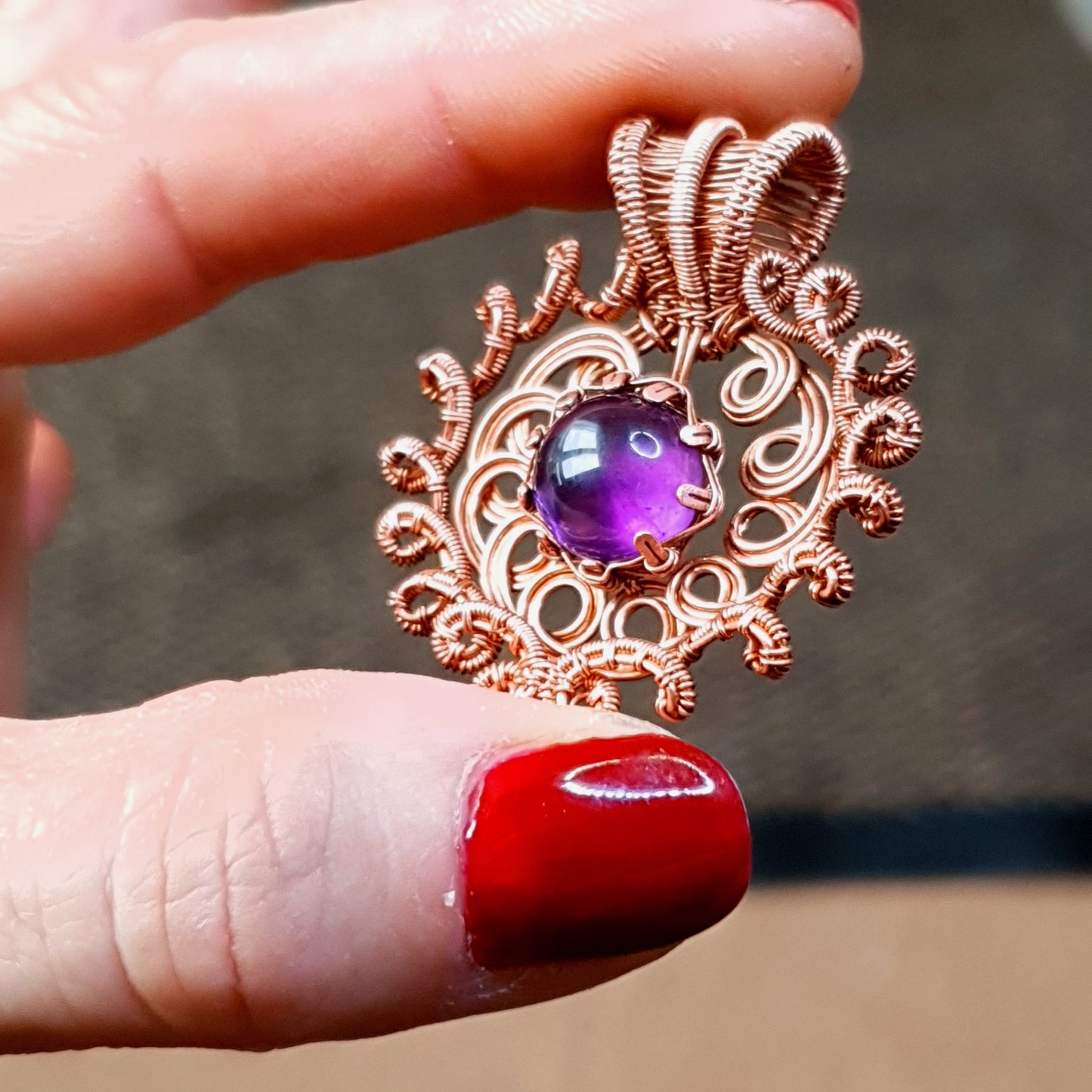TUTORIAL - wire work pendant - wire weaving pattern - necklace tutorial - 'Purple crest' necklace