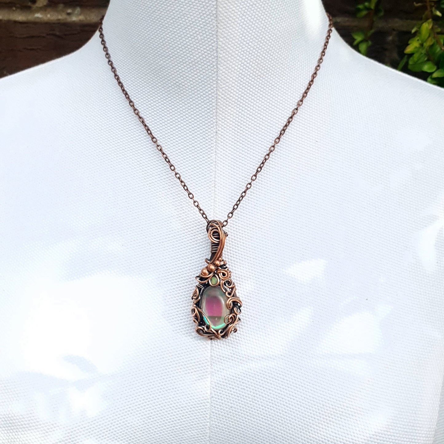 KIT + video tutorial - 'Moonlight' - Rainbow angel aura quartz - copper pendant - kit