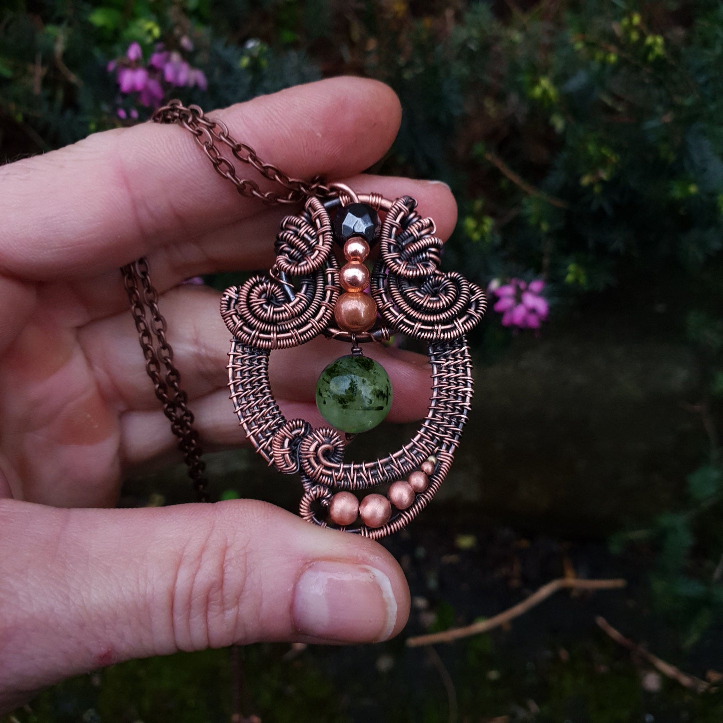 KIT + video tutorial - Drop focal pendant - wire wrap design - copper pendant - wire + gemstone DIY kit