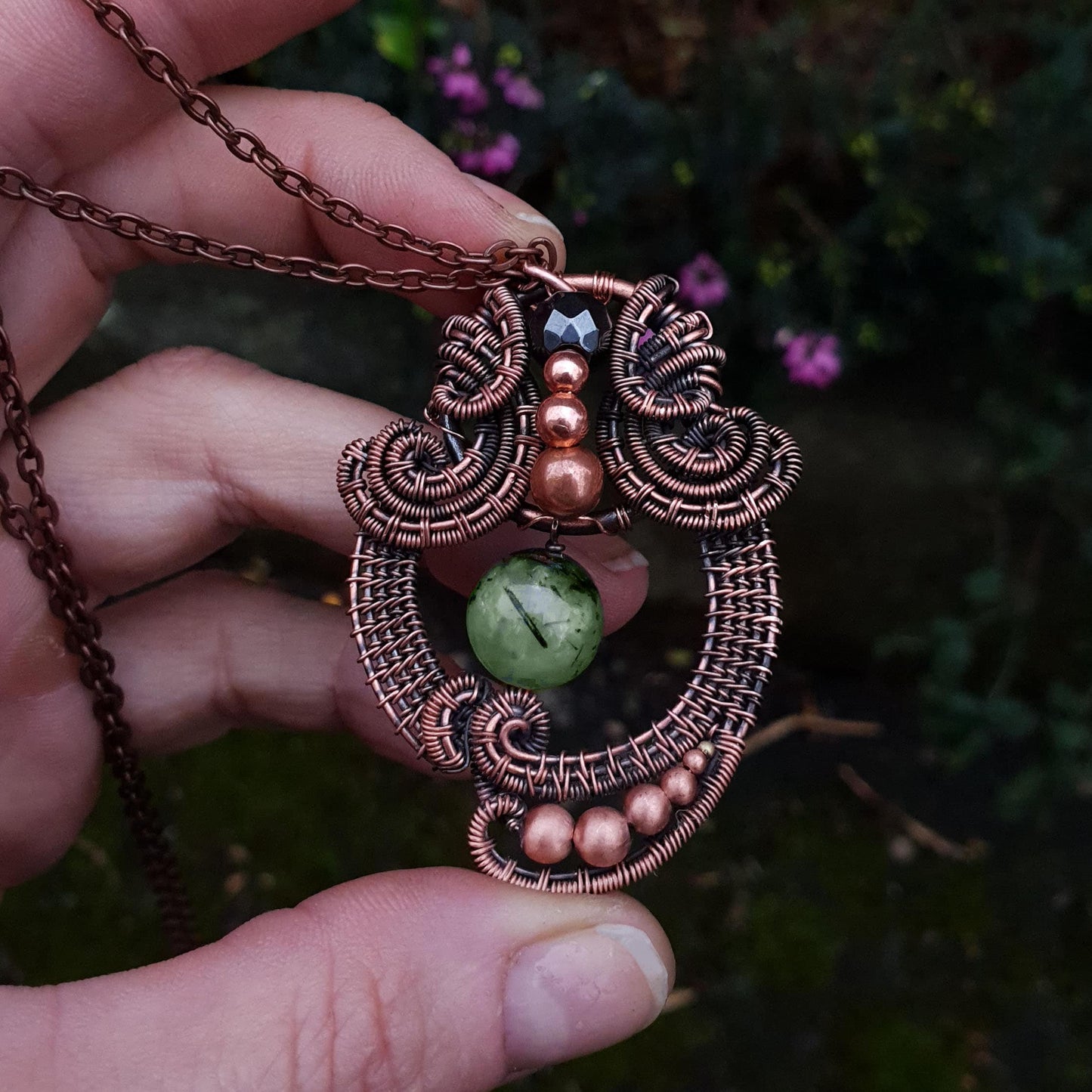 KIT + video tutorial - Drop focal pendant - wire wrap design - copper pendant - wire + gemstone DIY kit