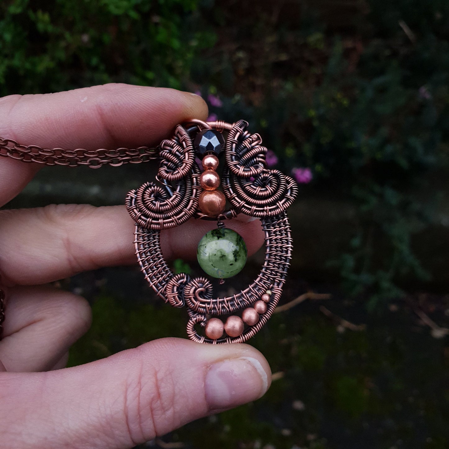 KIT + video tutorial - Drop focal pendant - wire wrap design - copper pendant - wire + gemstone DIY kit