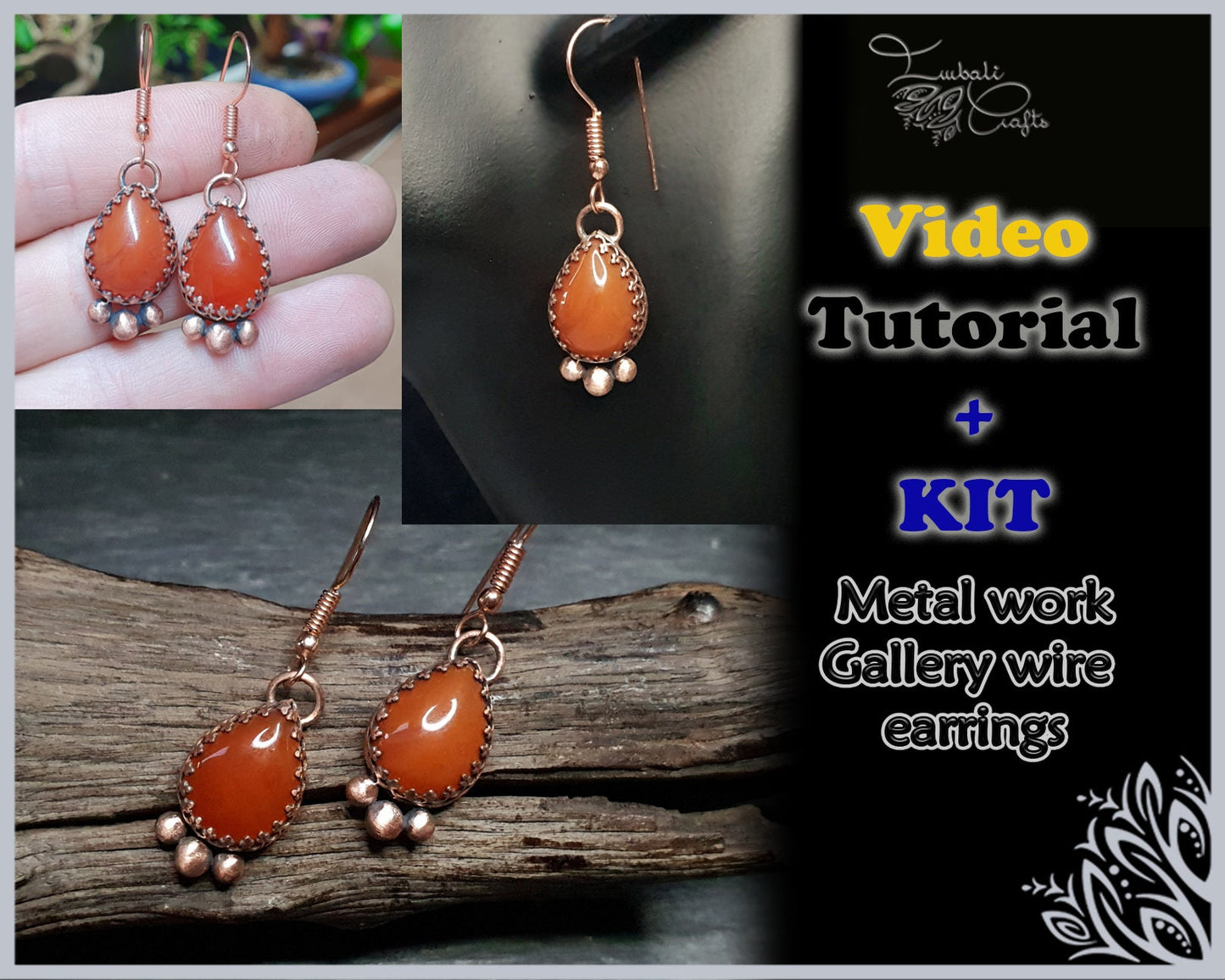 Kit + tutorial ' Gallery wire earrings' - Video tutorial - jewelry making kit