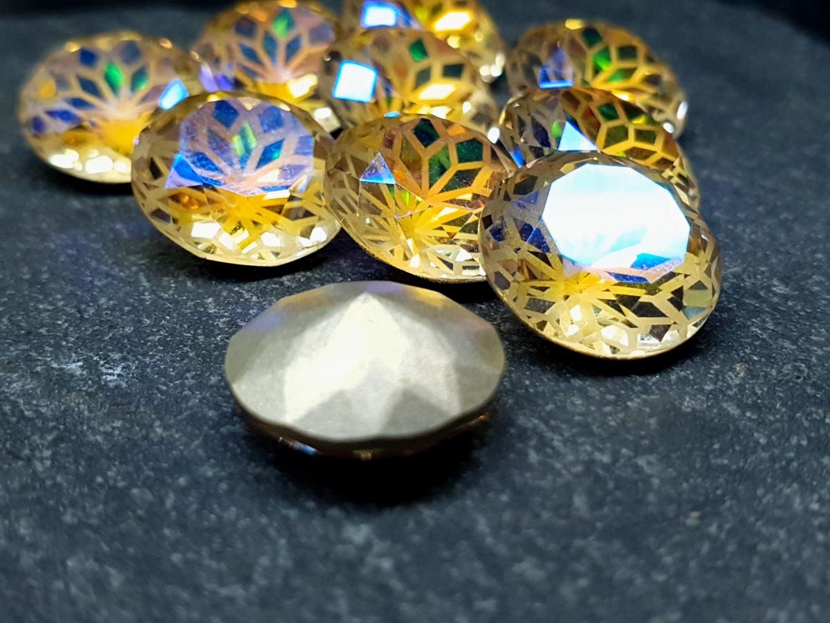 Glass crystal - round - 14 mm - Sunflower yellow