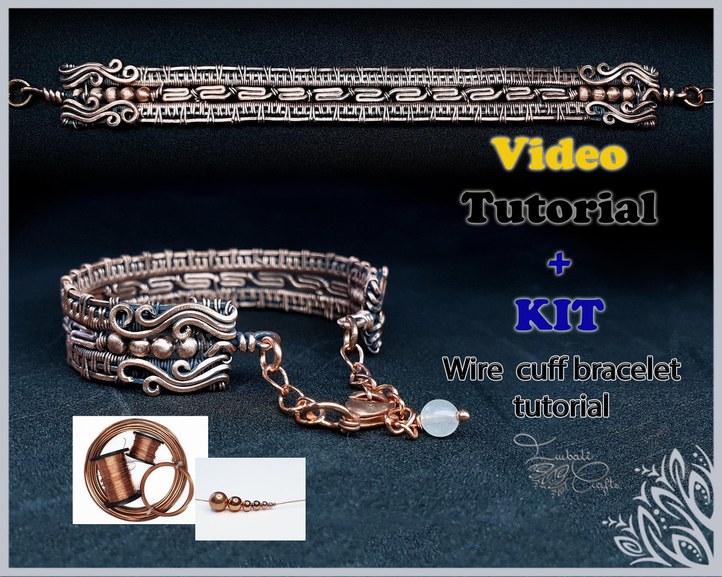 Video tutorial & KIT - Patterned Cuff Bracelet - wire wrap bracelet tutorial - DIY jewellery - men's or ladies cuff bracelet tutorial