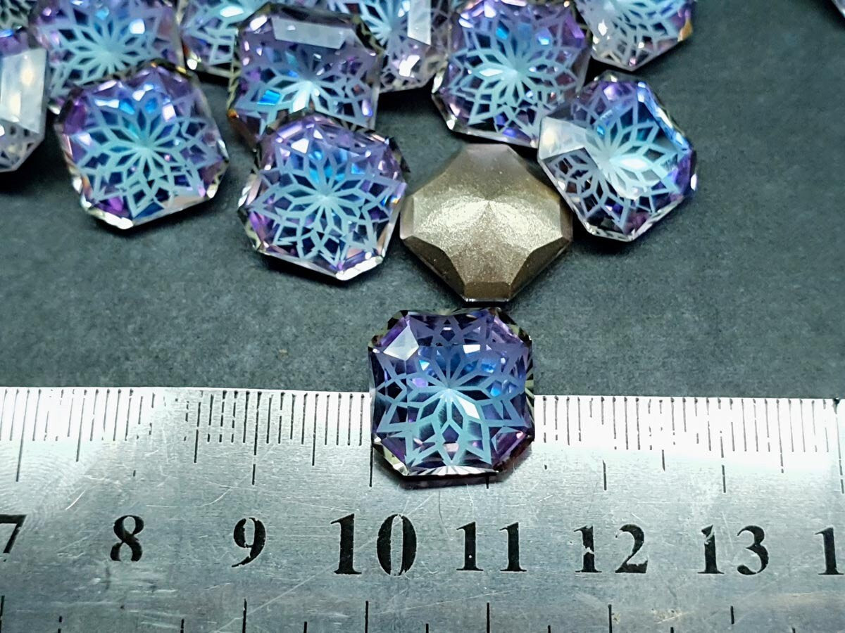 Glass crystal - square - 14 mm - Dove blue