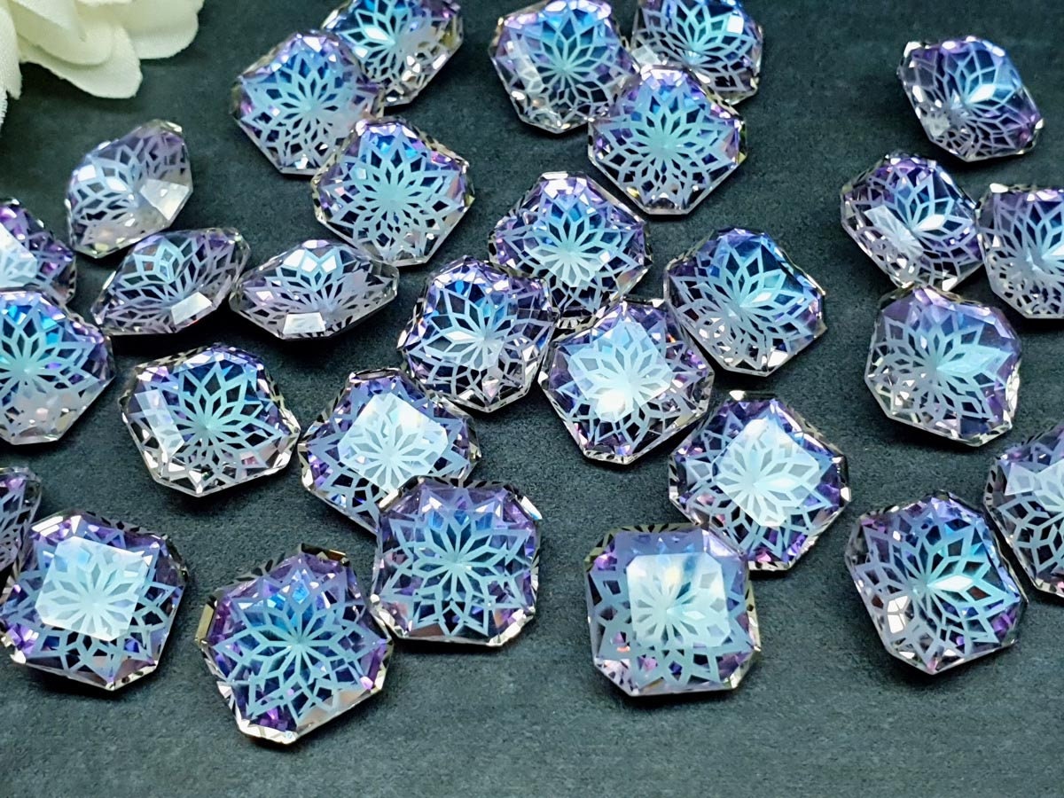 Glass crystal - square - 14 mm - Dove blue