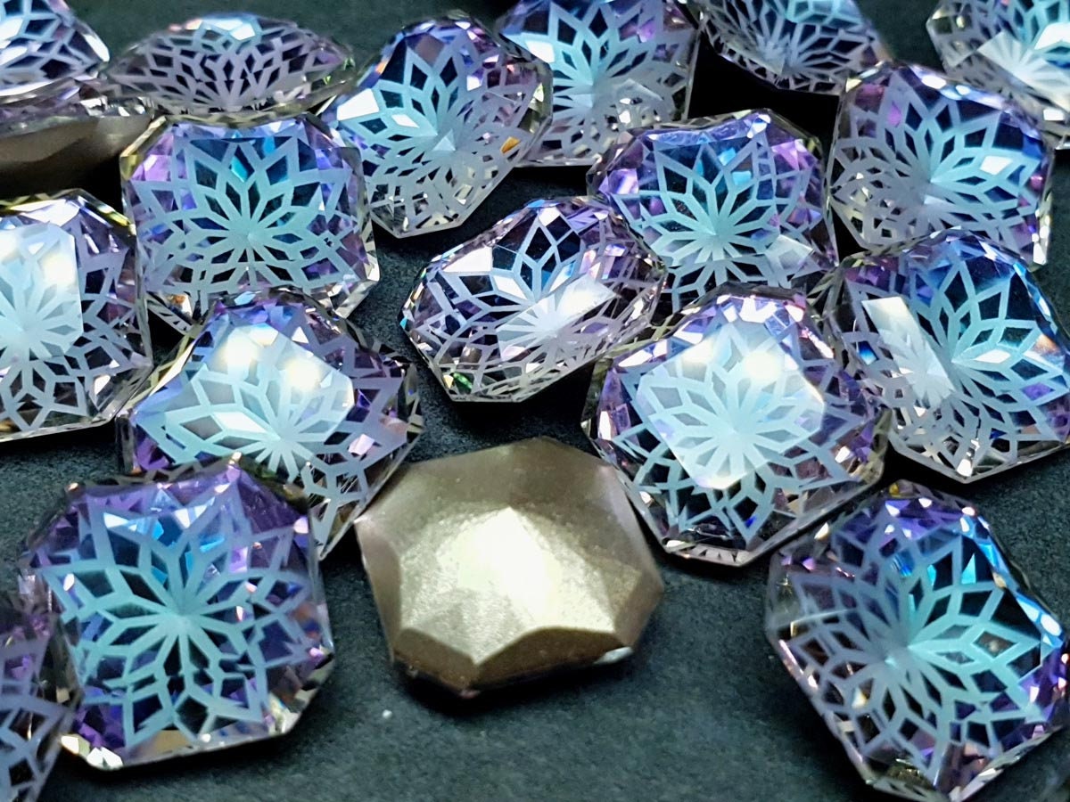 Glass crystal - square - 14 mm - Dove blue