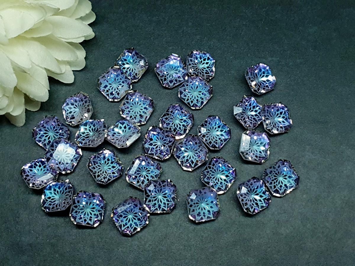 Glass crystal - square - 14 mm - Dove blue