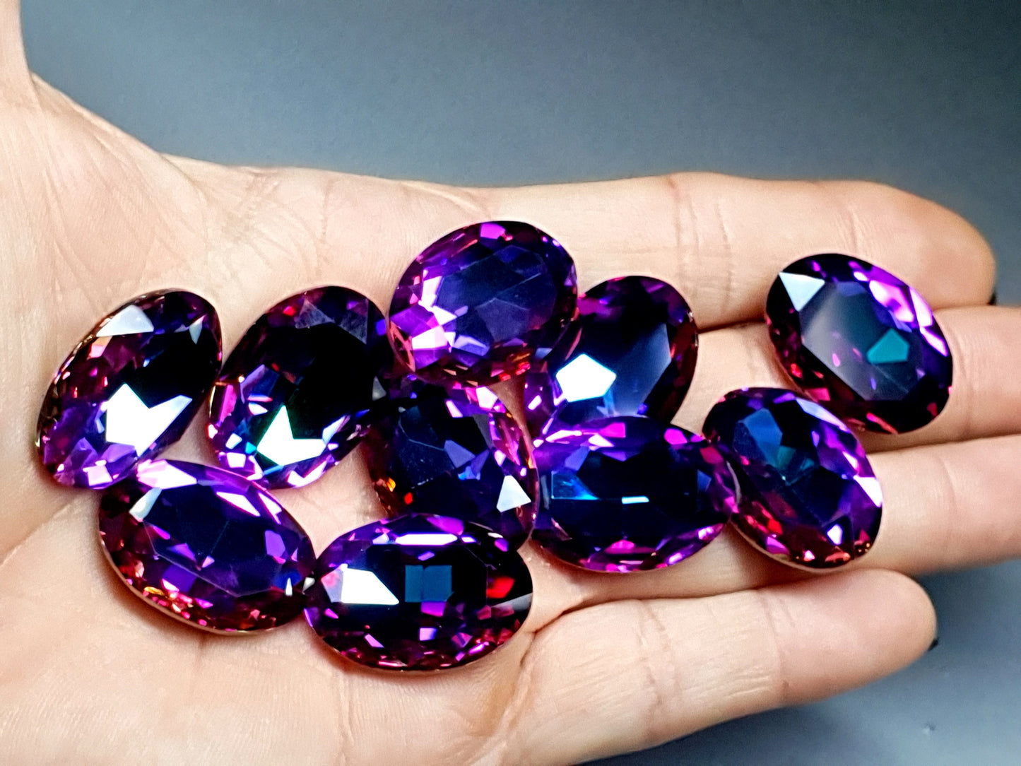Glass crystal - Oval - 18 mm - Plum AB