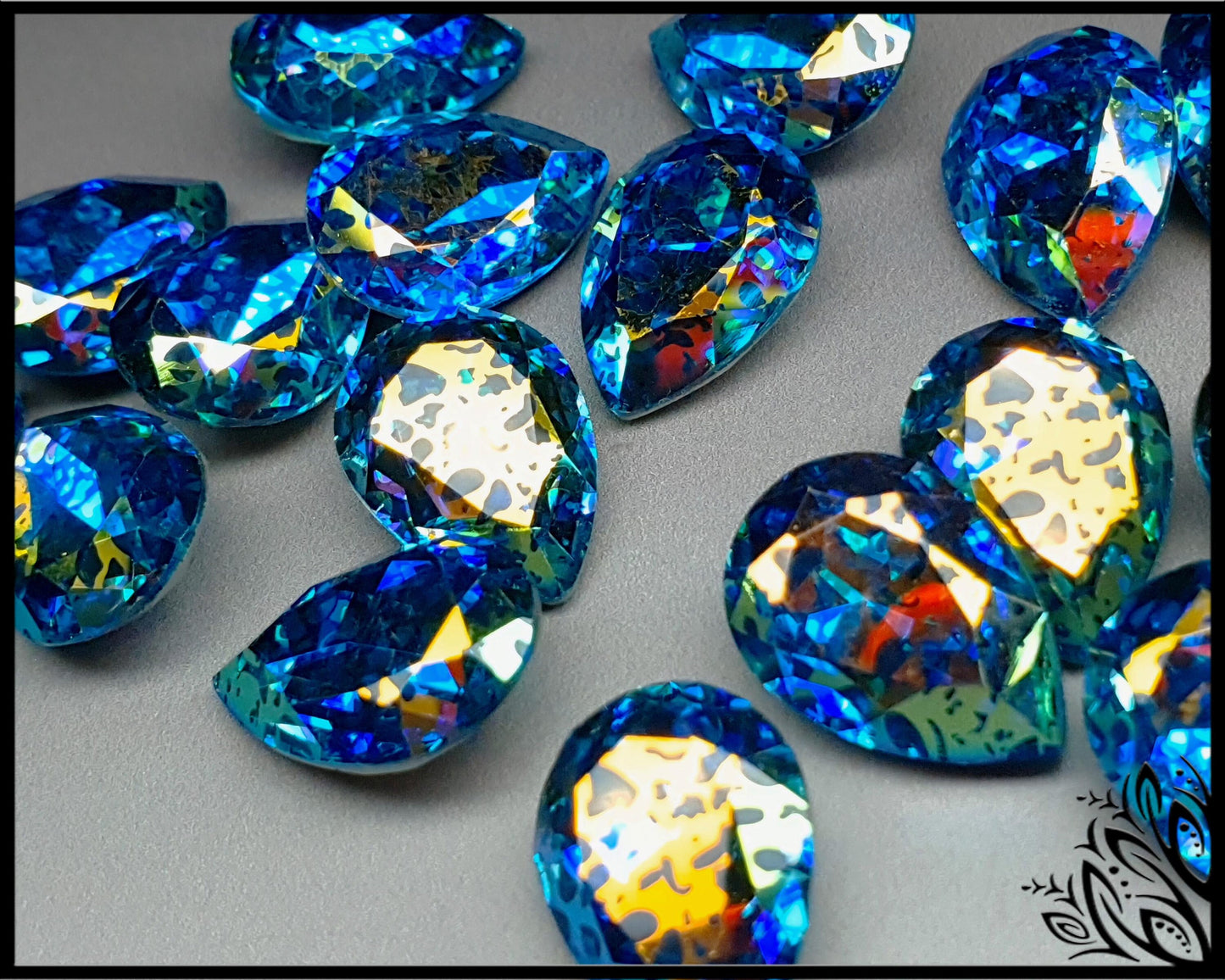 Glass crystal - Pear - 18 mm - Turquoise leopard