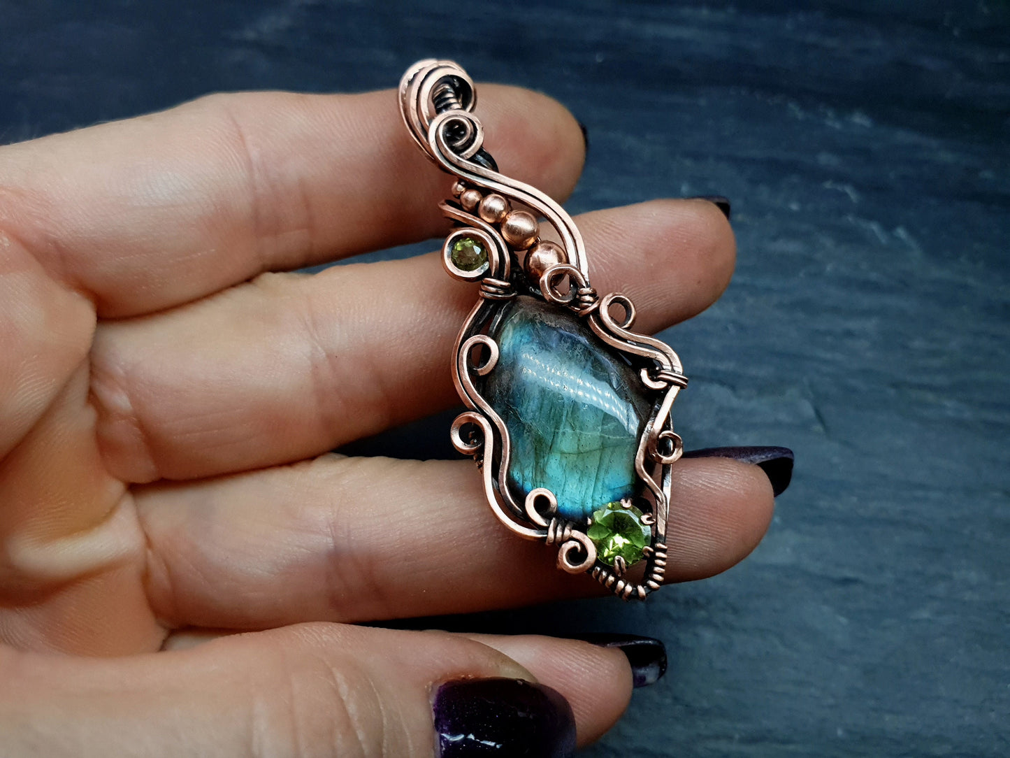 Blue spot jasper - pear - 25 mm