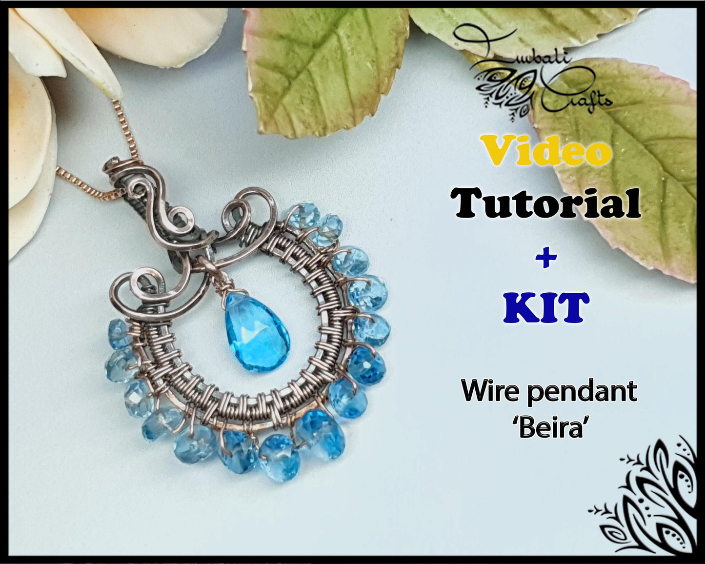 KIT & video tutorial - Beira - wire wrap pendant tutorial - DIY jewellery