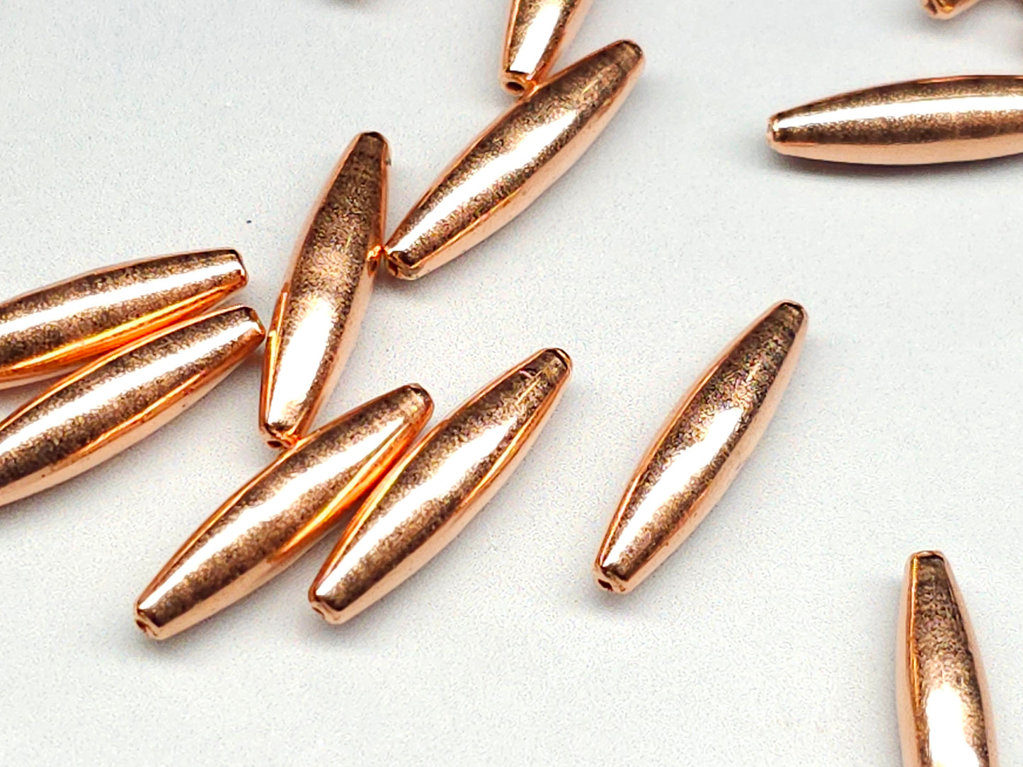 Beads - bare copper - eliptical