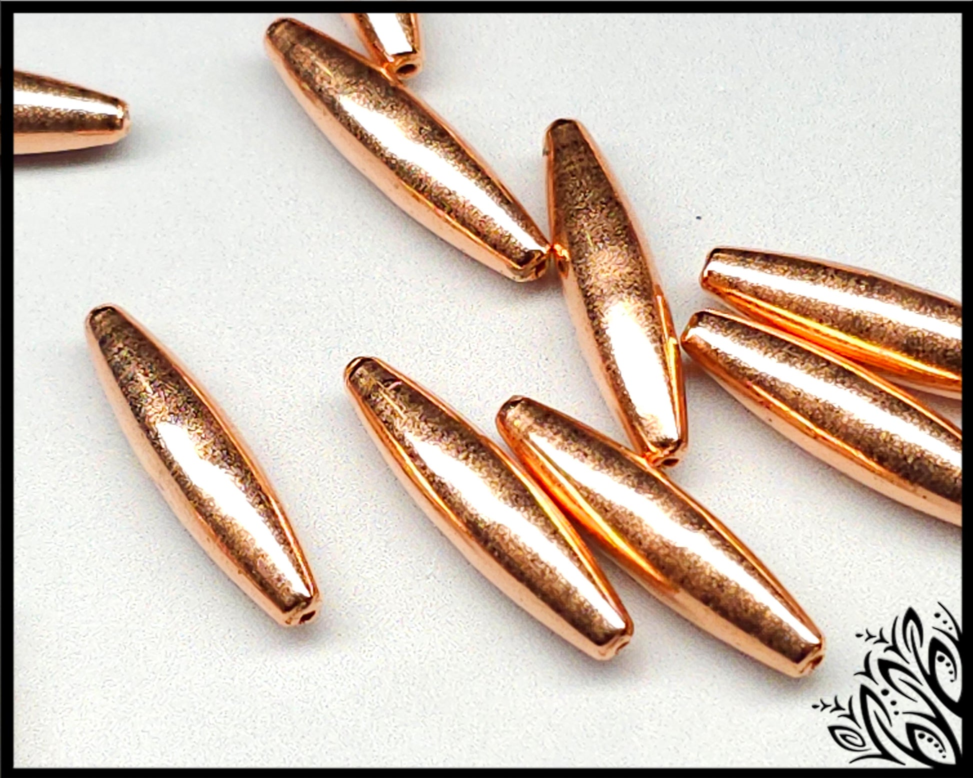 eliptical bare copper beads oxidise
