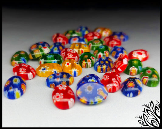 14 mm oval mmilliefiori glass cabochon