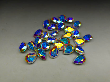 Glass crystal - Pear - 18 mm - Mystic white starburst - Imbali Crafts