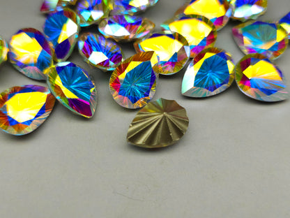 Glass crystal - Pear - 18 mm - Mystic white starburst - Imbali Crafts