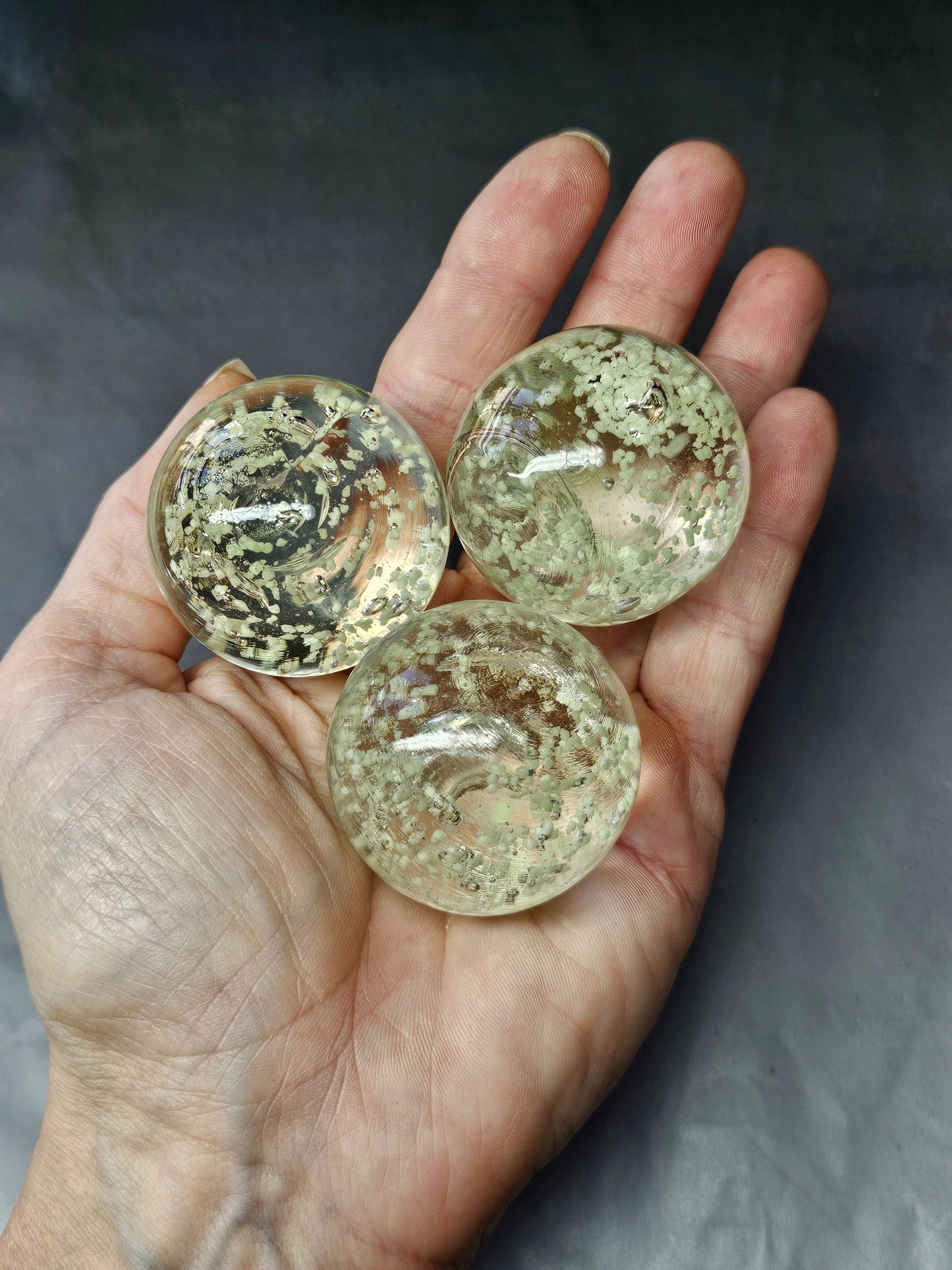 Phosphorescent Lampwork Sphere - Orb – 40 mm - Glow in the Dark Bead - Imbali Crafts