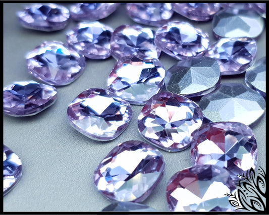 Glass crystal -  square - 12 mm - lilac