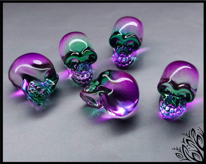 Pink glass skull carving bead 26mm main product image